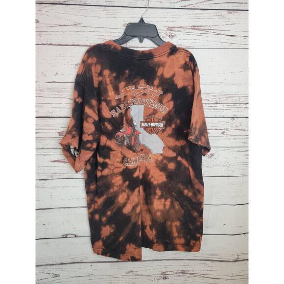 Harley Davidson Tie Dye San Diego Grunge Biker Motorcycle T-shirt Men's Sz XL - Picture 2 of 9